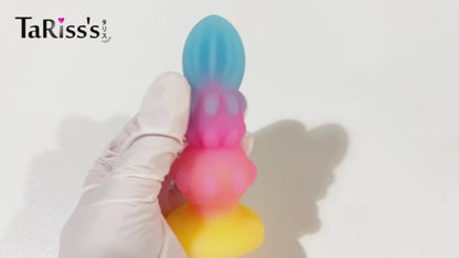 TaRiss's Cactus Anal Beads Anal Plug with Warts with Suction Cup Luminous Silicone Pink Blue Purple Yellow
