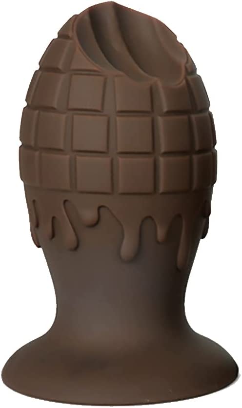 TaRiss's チョコレート アナルプラグ 振動不可 チョコレートの凹凸 吸盤仕様 液体シリコン ブラウン - TaRiss`s